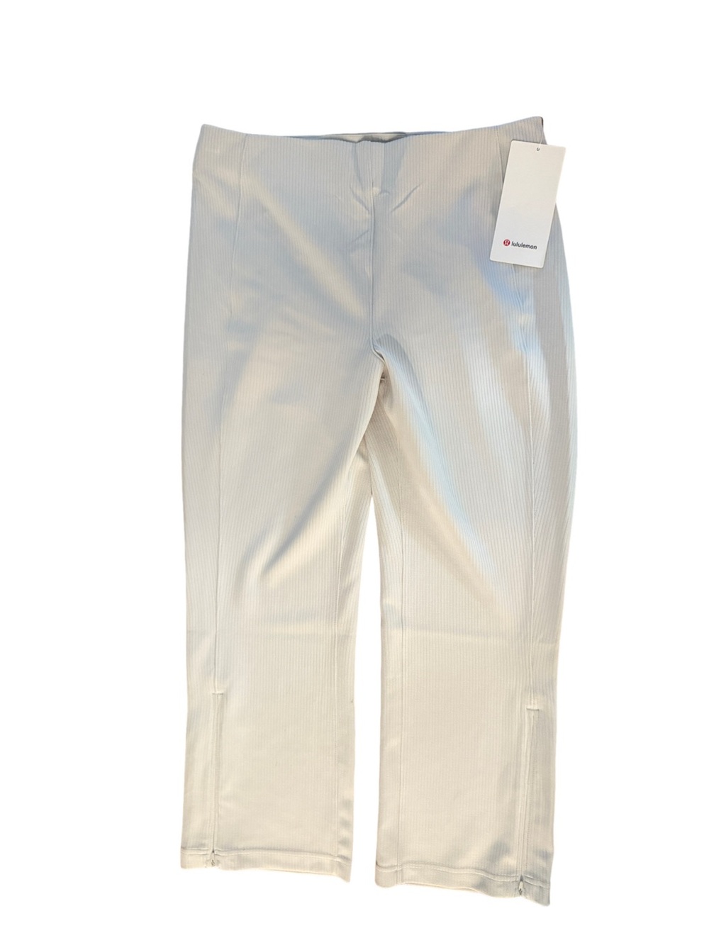 NWT Lululemon Ribbed Softstreme Zip-leg HR Crop 25” Bone Size 12 ORG $148